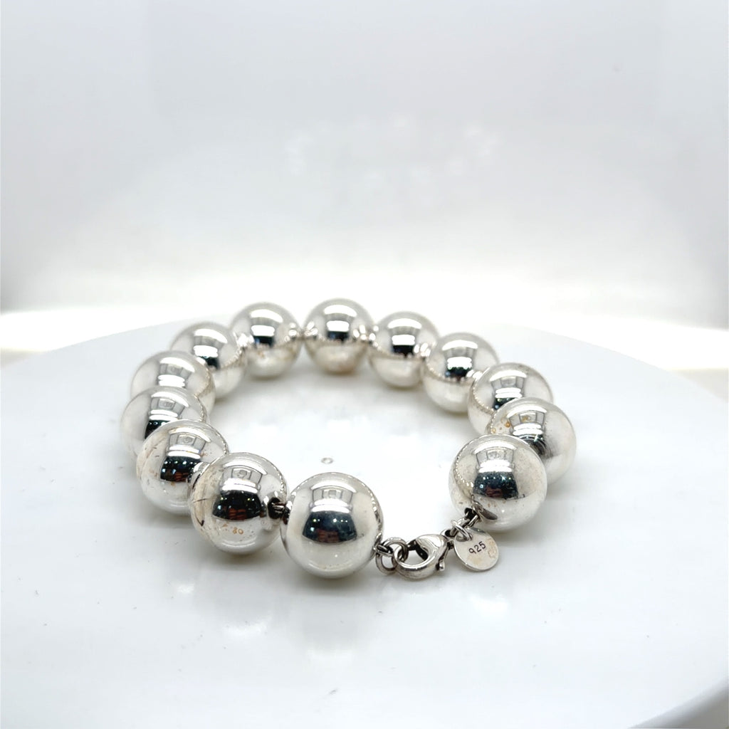 Tiffany & Co. Sterling Silver 14mm Ball Bead Bracelet 925 8 Inch