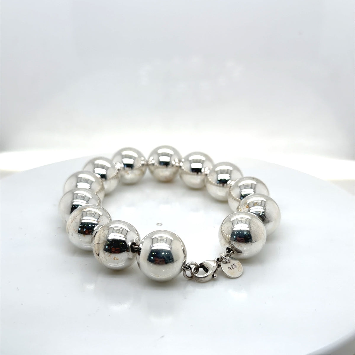 Tiffany & Co. Sterling Silver 14mm Ball Bead Bracelet 925 8 Inch