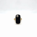 Vintage Art Deco 14K Yellow Gold Black Onyx Diamond Ring Size 7.75