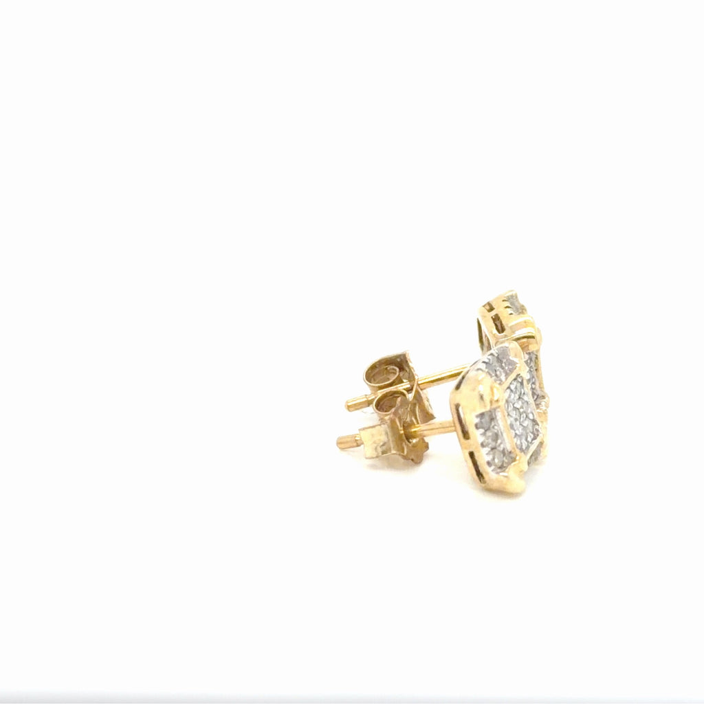 Diamond Cluster Stud Earrings Two-Tone Gold 0.30 ctw Round Natural (view 5)
