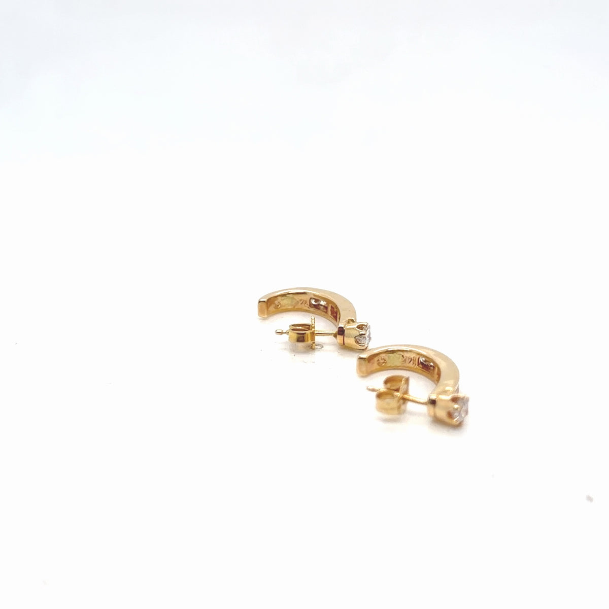 14K Yellow Gold Diamond Hoop Earrings 0.70 ctw H SI/VS Channel Prong Set (view 2)