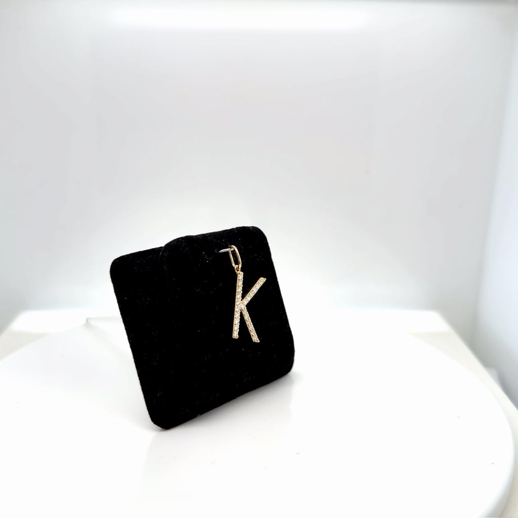 14K Yellow Gold Lab Grown Diamond "K" Initial Pendant 0.35 Ctw (view 3)
