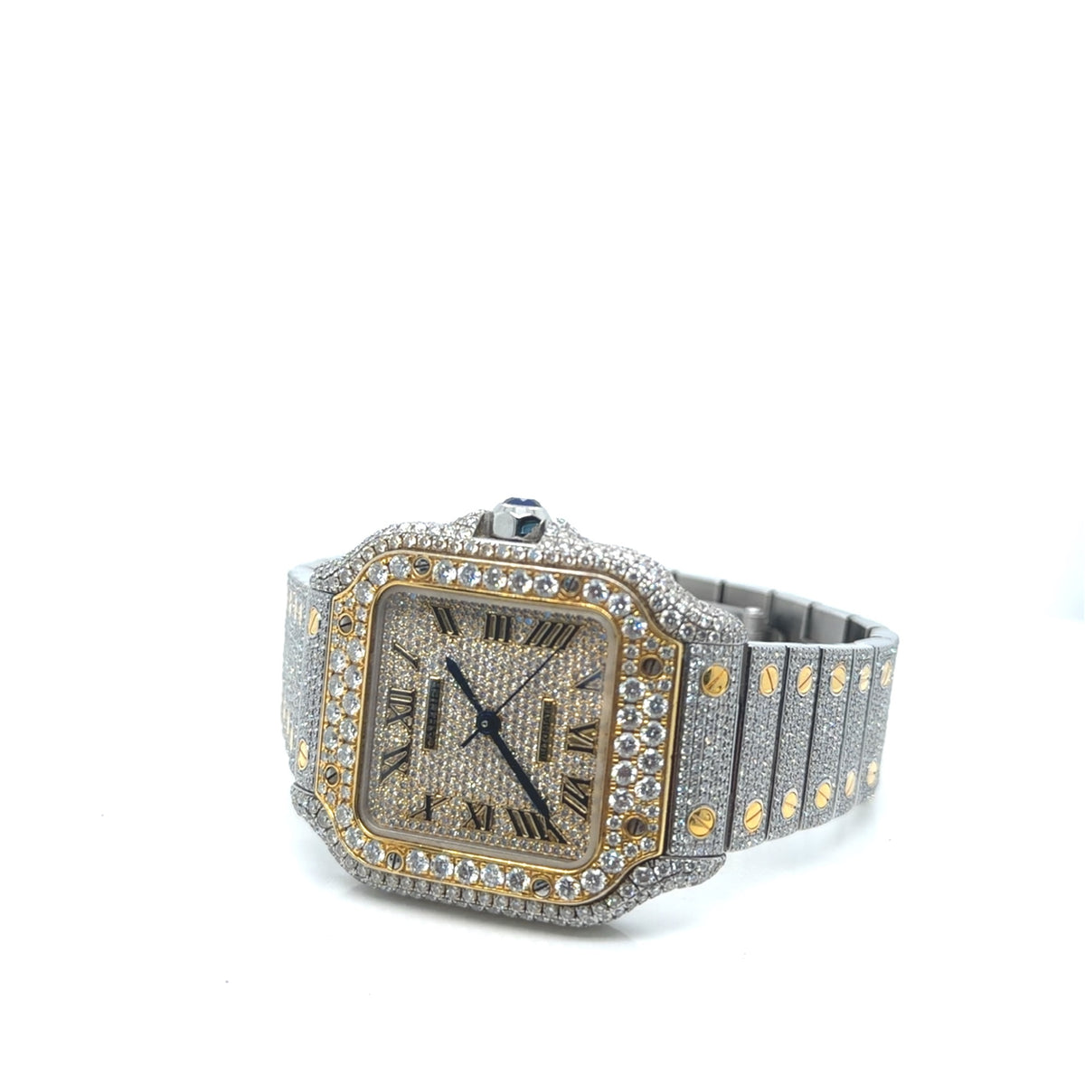 Cartier Santos Two-Tone Iced Out Diamond Watch Ref. 4075 35mm (view 6)