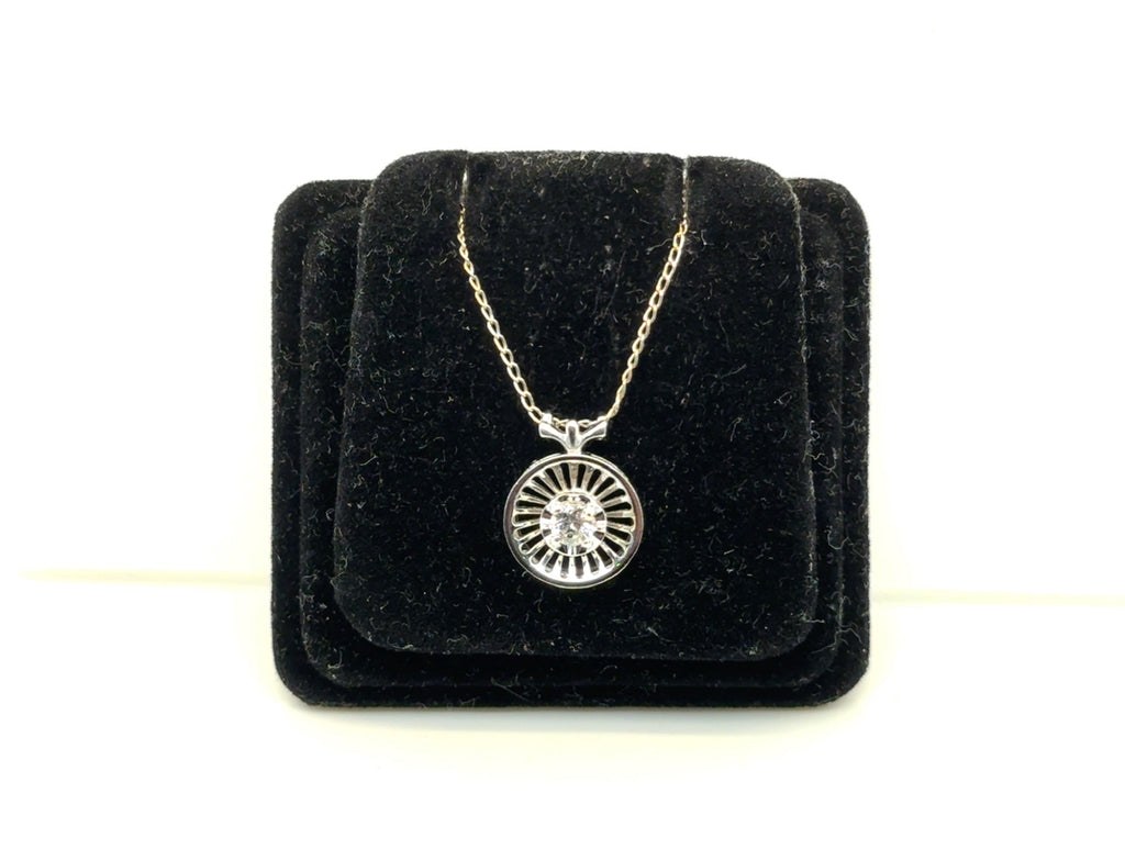 14k White Gold Diamond Solitaire Pendant Necklace 0.15 ct G I1 16 in (view 2)
