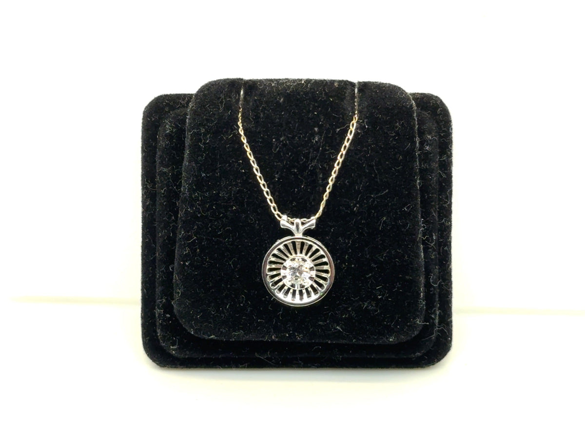 14k White Gold Diamond Solitaire Pendant Necklace 0.15 ct G I1 16 in (view 2)