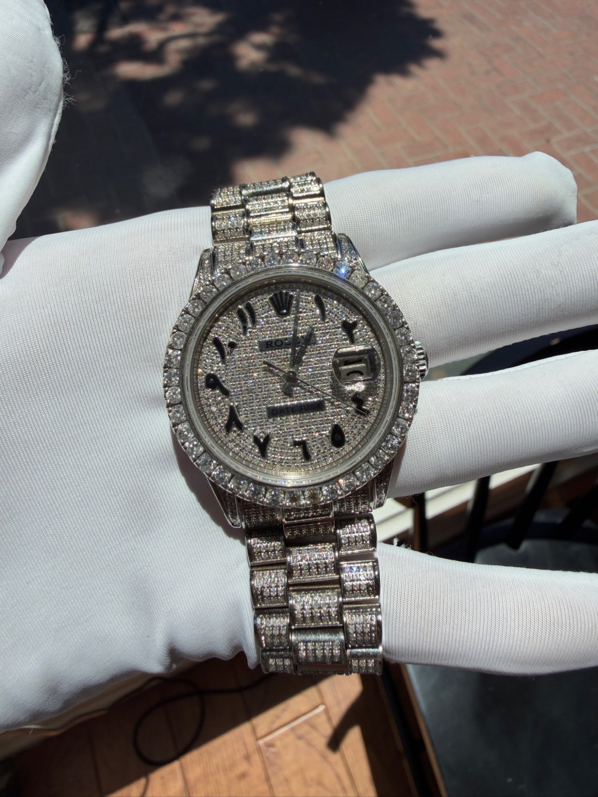 Rolex Datejust 36 Ref. 1600 Steel Aftermarket Diamond Pave Dial & Bezel (view 10)