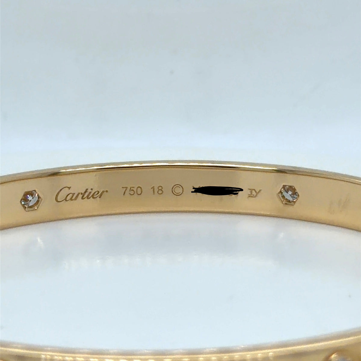 Cartier Love Bracelet 18k Yellow Gold 4 Diamond 0.48 ctw Size 18 (view 7)