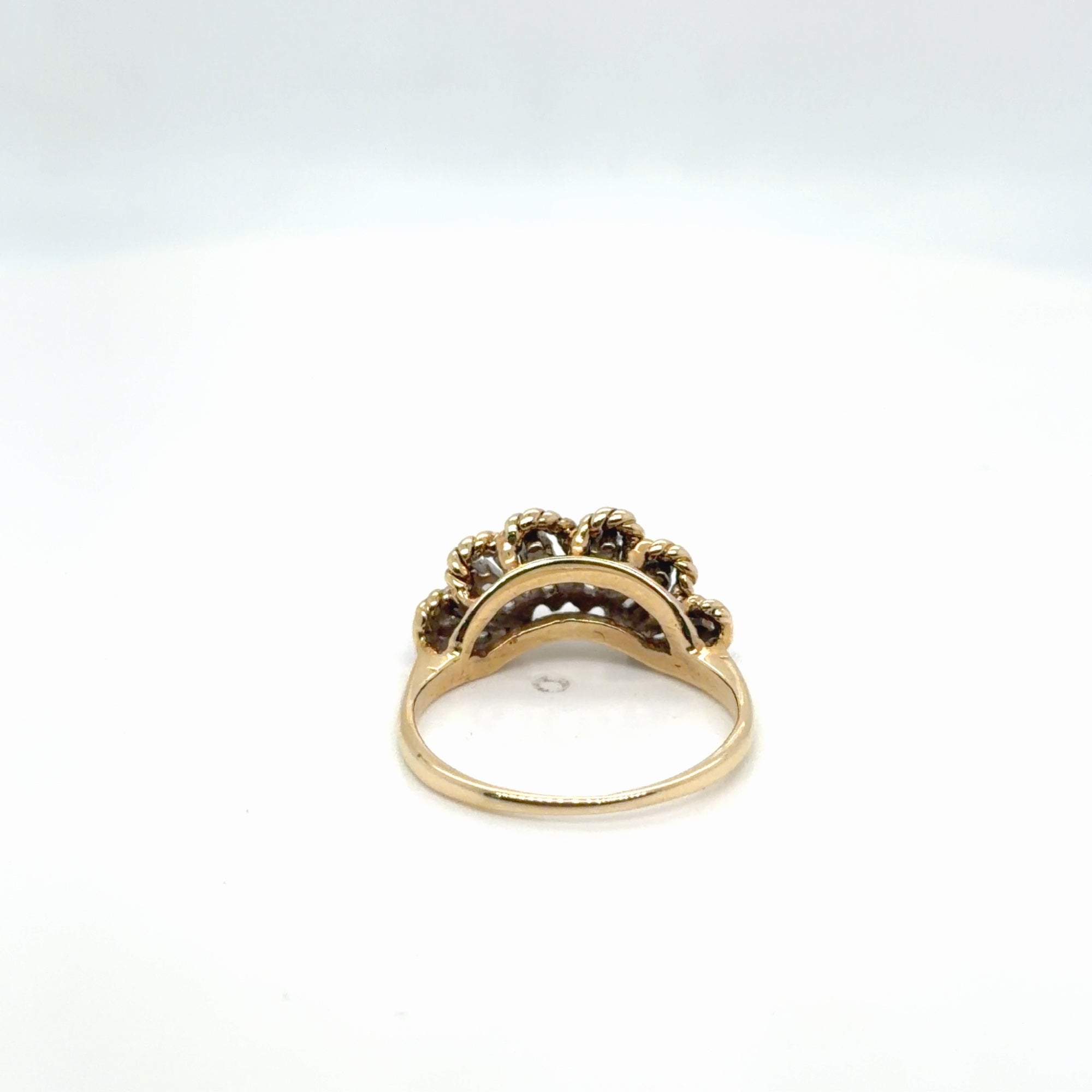 14k Two-Tone Gold Diamond Baguette Crown Band Ring 0.81 ctw Size 6 (view 3)