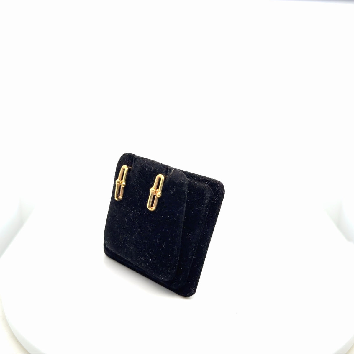 18K Yellow Gold Open Rectangle Link Stud Earrings 2.24g (view 2)