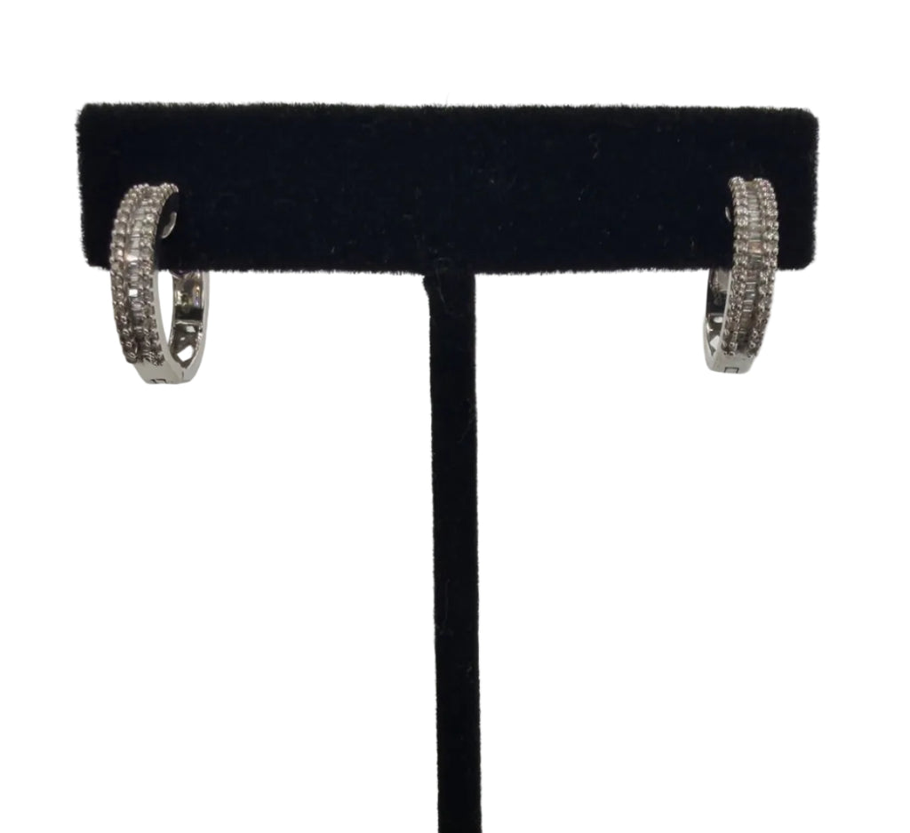 14K White Gold Natural Diamond Huggie Hoop Earrings 0.50 CTW I/I1 (view 7)