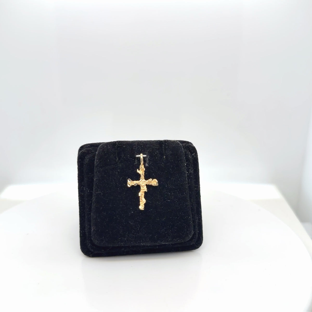 14K Yellow Gold Nugget Cross Pendant, 0.71g Fine Gold Charm