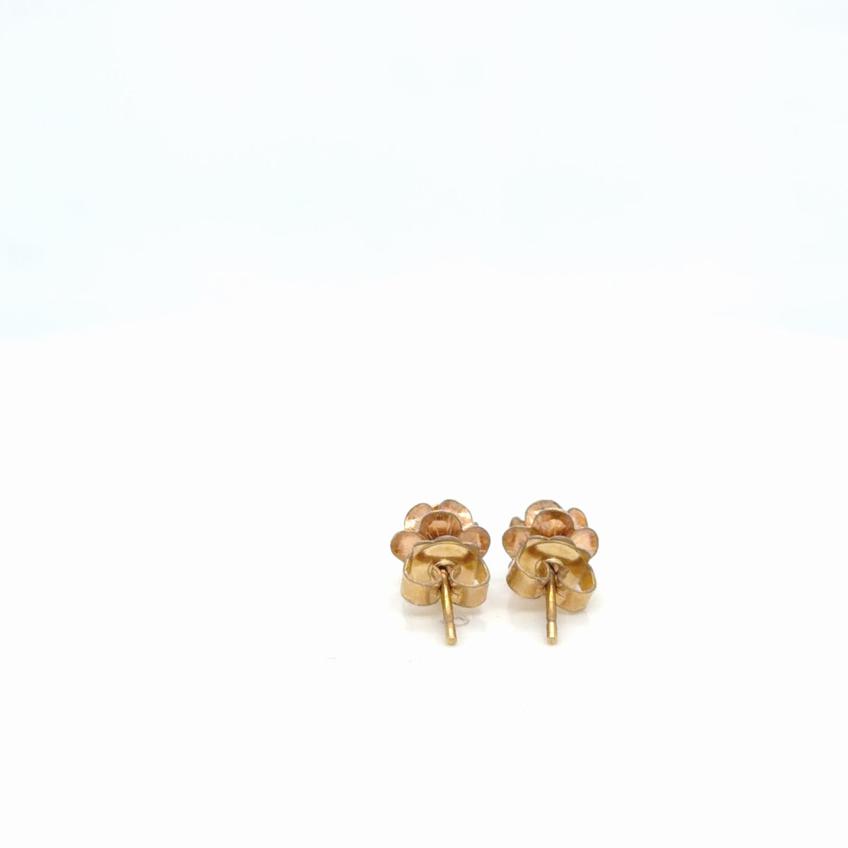 10k Two-Tone Gold Rose Flower Stud Earrings Yellow & Rose Gold (view 3)