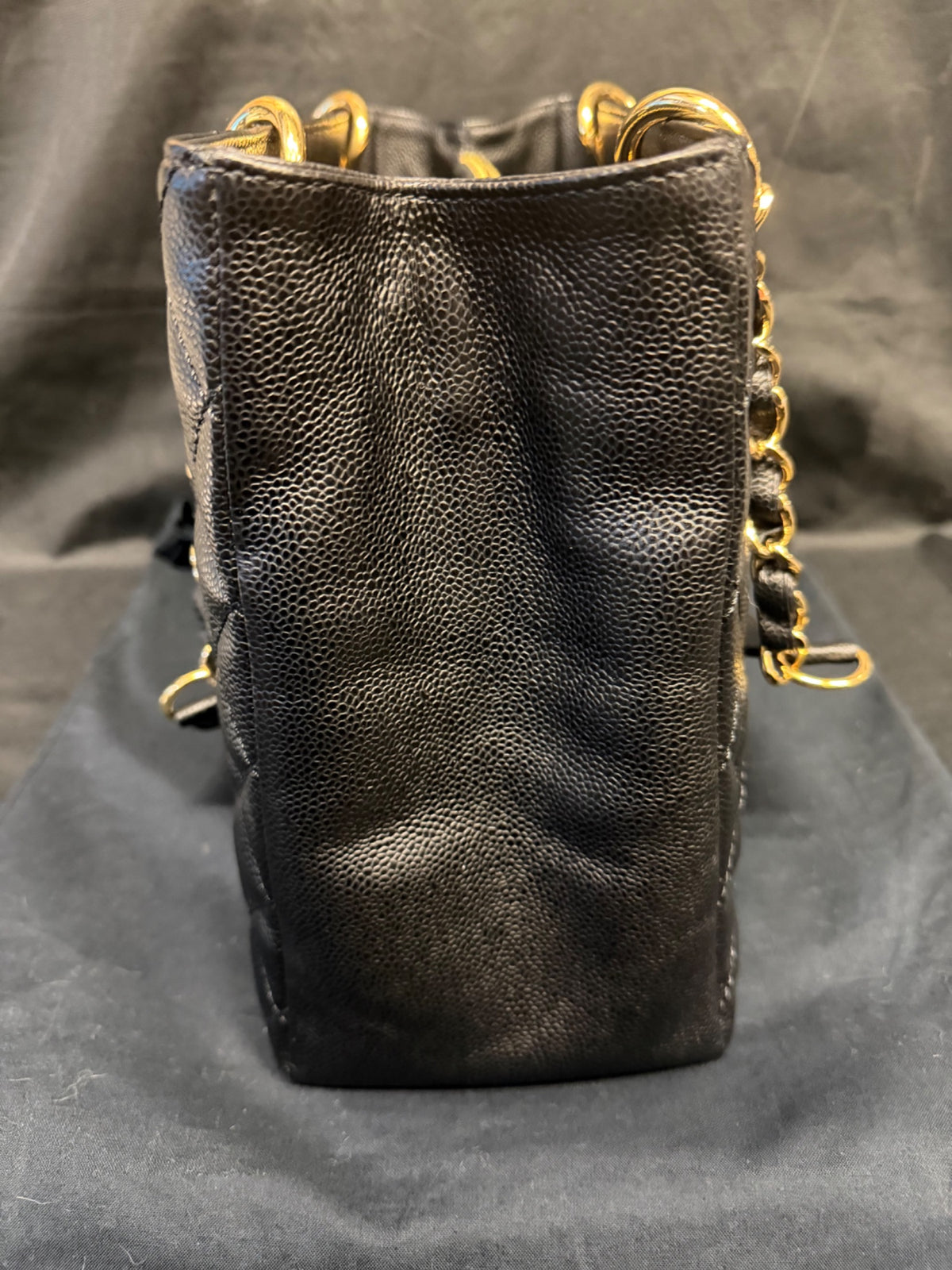 Chanel Grand Shopping Tote Black Caviar Leather Gold-Tone Hardware GST (view 5)