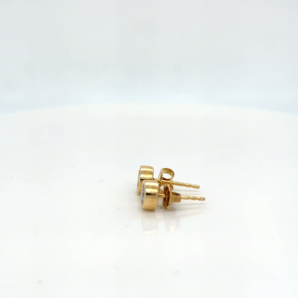 Diamond Bezel Stud Earrings 14k Yellow Gold 0.20 ctw Round Natural (view 3)