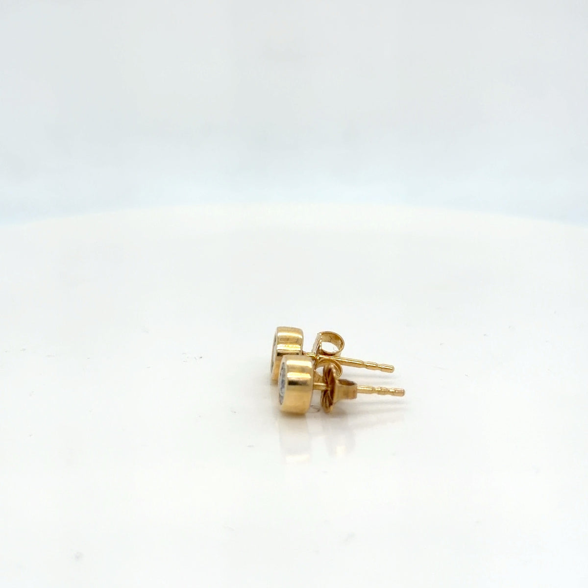 Diamond Bezel Stud Earrings 14k Yellow Gold 0.20 ctw Round Natural (view 3)