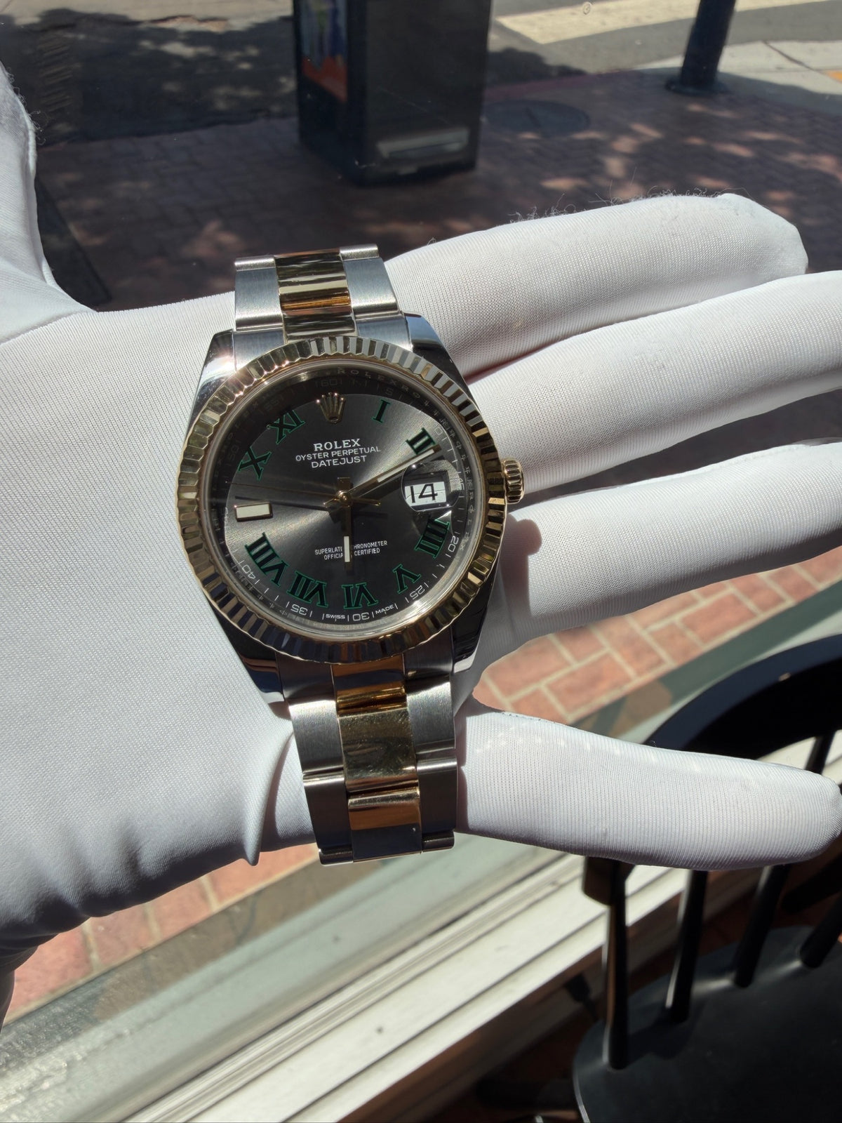 Rolex Datejust 41 Two-Tone Steel 18k Gold Wimbledon Dial Watch (view 12)