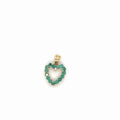 14K Yellow Gold Emerald Open Heart Pendant 0.75 ctw Round Green Stones (view 3)