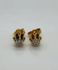 14K Yellow Gold Diamond Stud Earrings 0.16 Ctw G/H I1 Round Solitaire