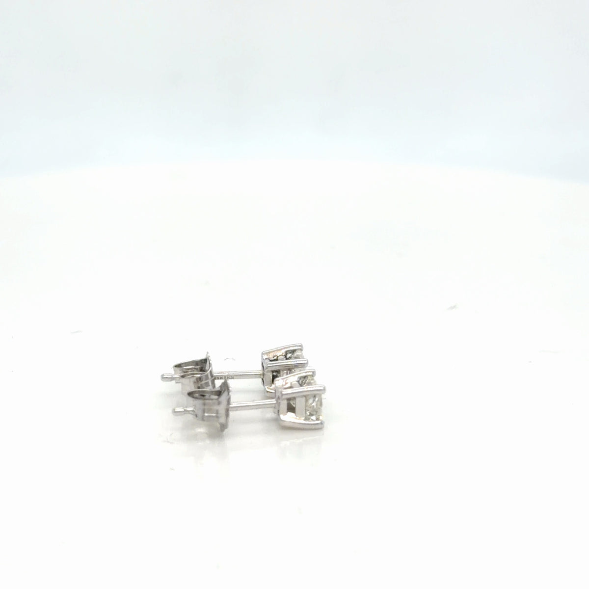 14k White Gold Natural Diamond Stud Earrings 0.50 ctw Princess-Cut F/G I2