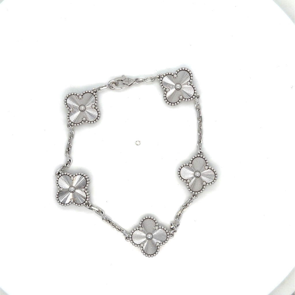 Van Cleef & Arpels Vintage Alhambra 5 Motifs Bracelet 18K White Gold