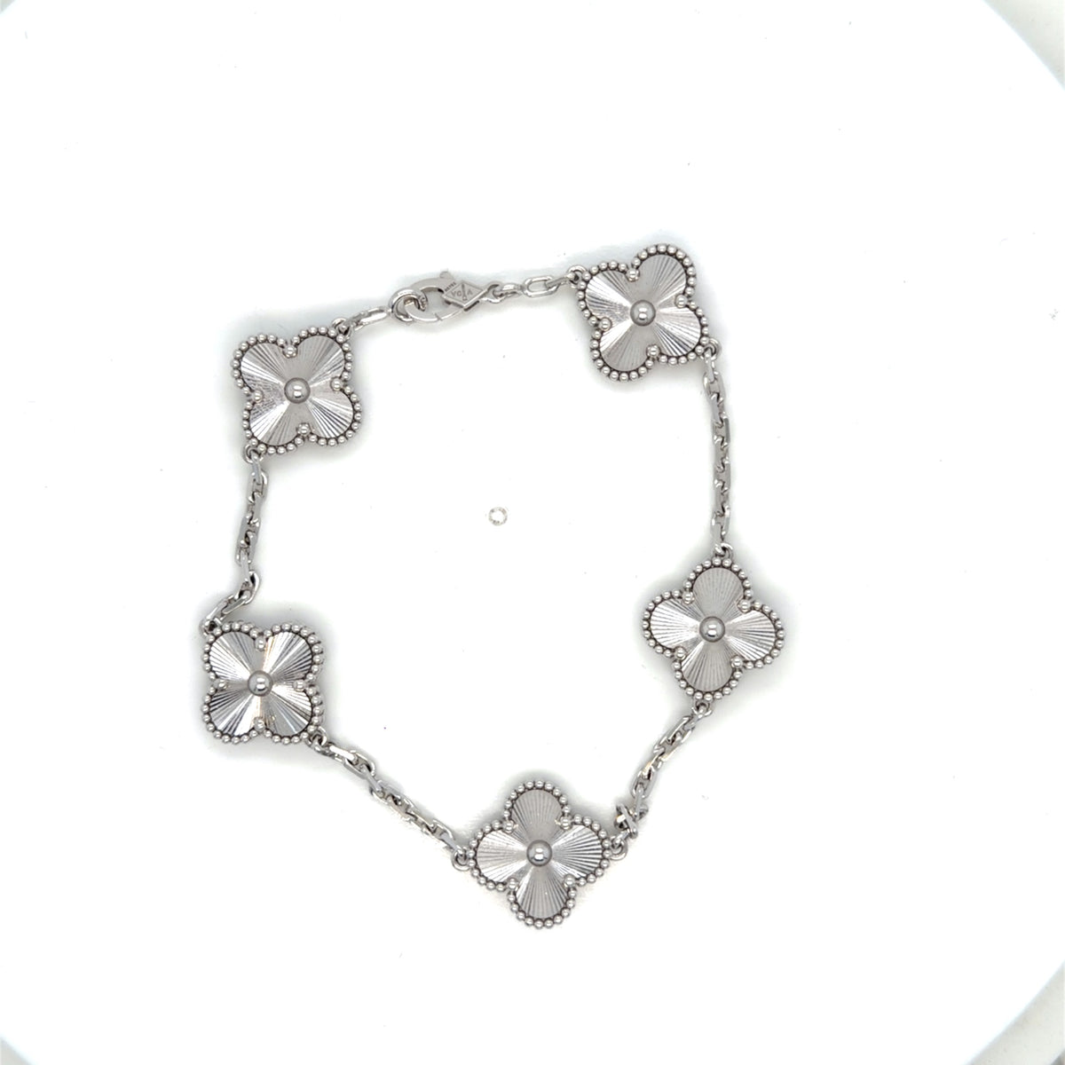 Van Cleef & Arpels Vintage Alhambra 5 Motifs Bracelet 18K White Gold