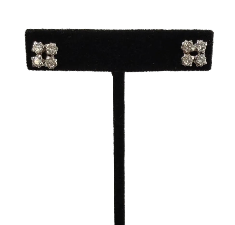 10K White Gold Natural Diamond Cluster Stud Earrings 0.80 ctw Princess Cut (view 1)