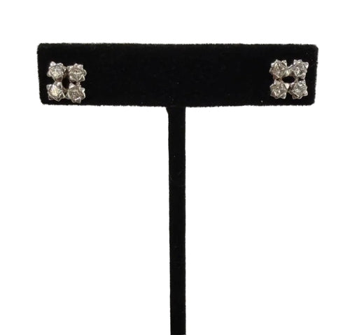 10K White Gold Natural Diamond Cluster Stud Earrings 0.80 ctw Princess Cut (view 1)