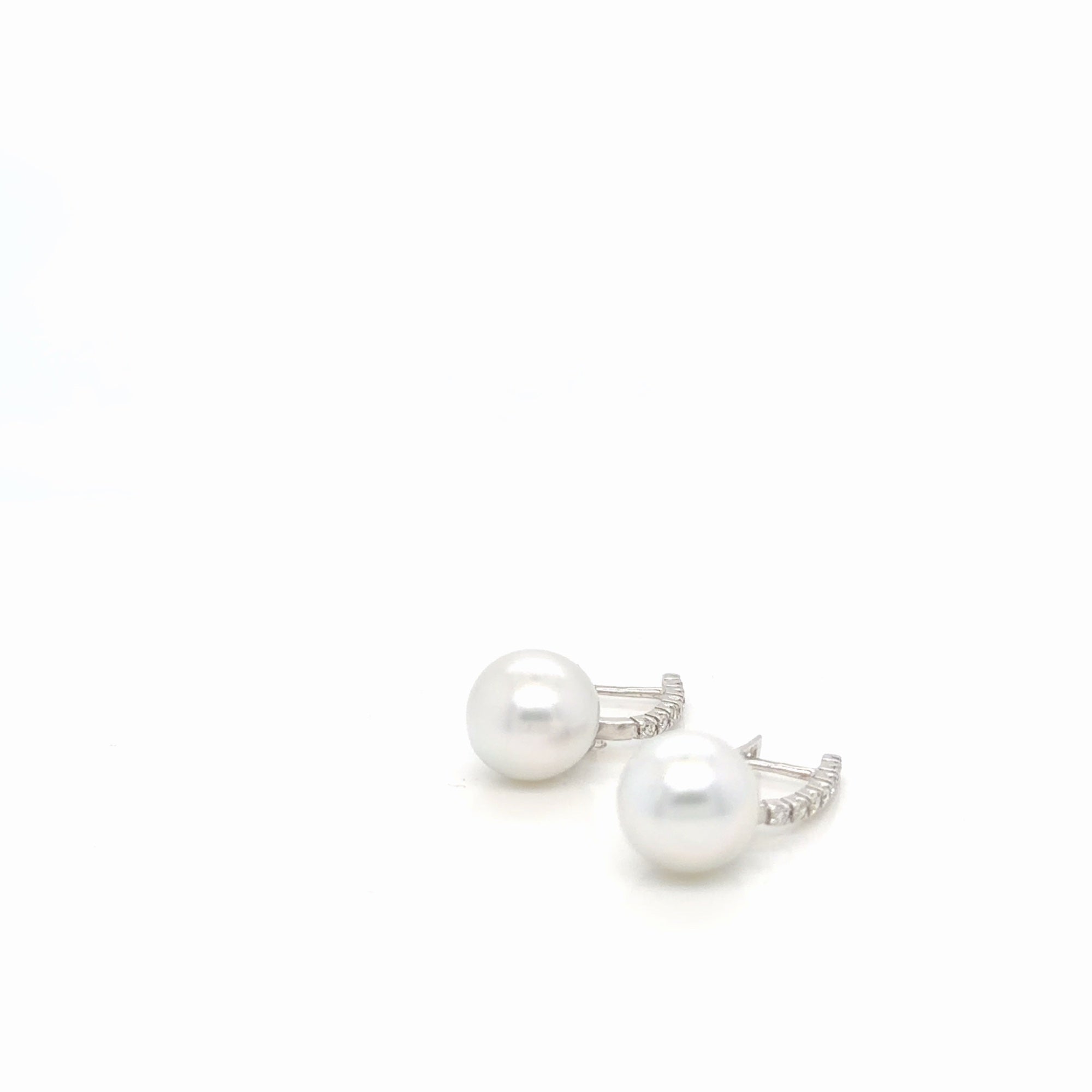 Pearl and Diamond Drop Earrings 18K White Gold, 0.21 ctw Natural Diamonds (view 3)