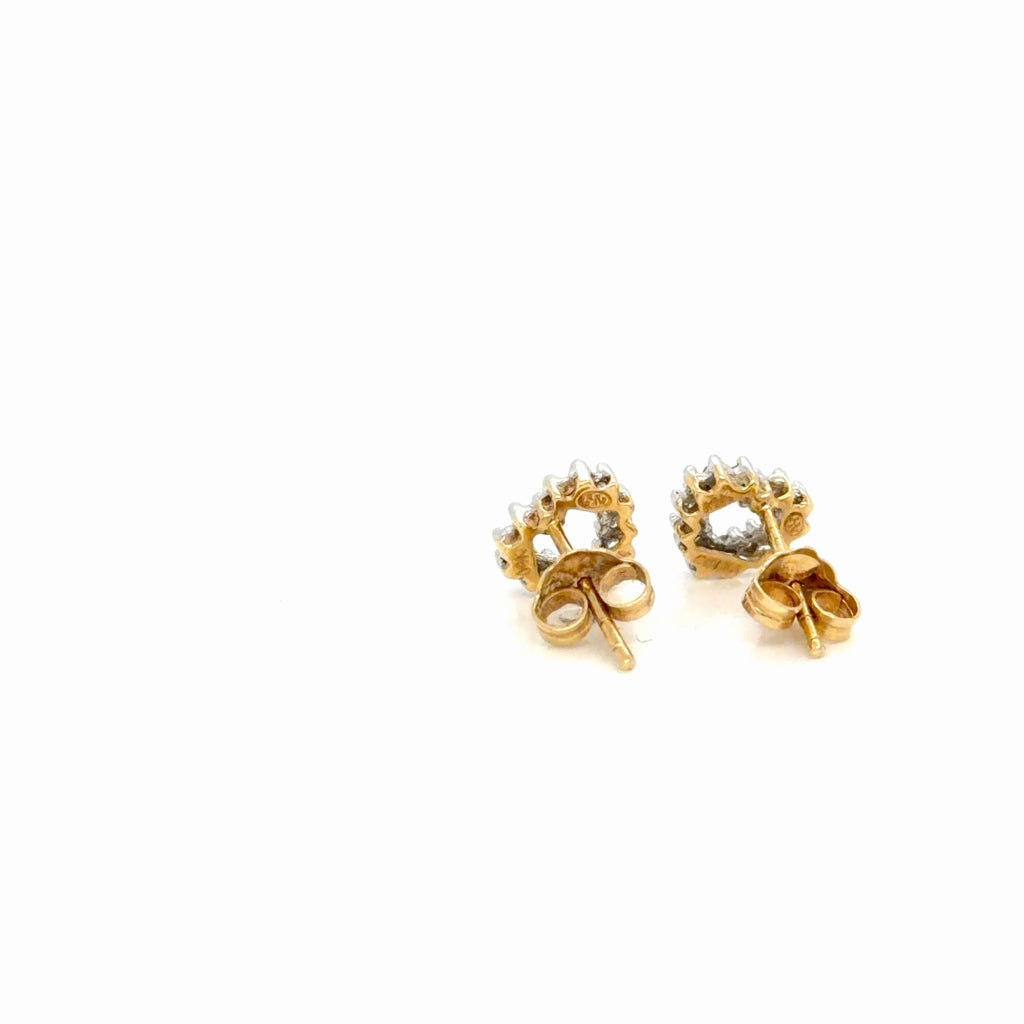 14K Yellow Gold Diamond Open Heart Stud Earrings 0.14 ctw Natural (view 3)