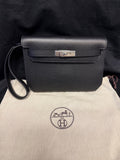 Hermès Kelly Depeches 25 Black Leather Palladium Hardware Clutch Bag