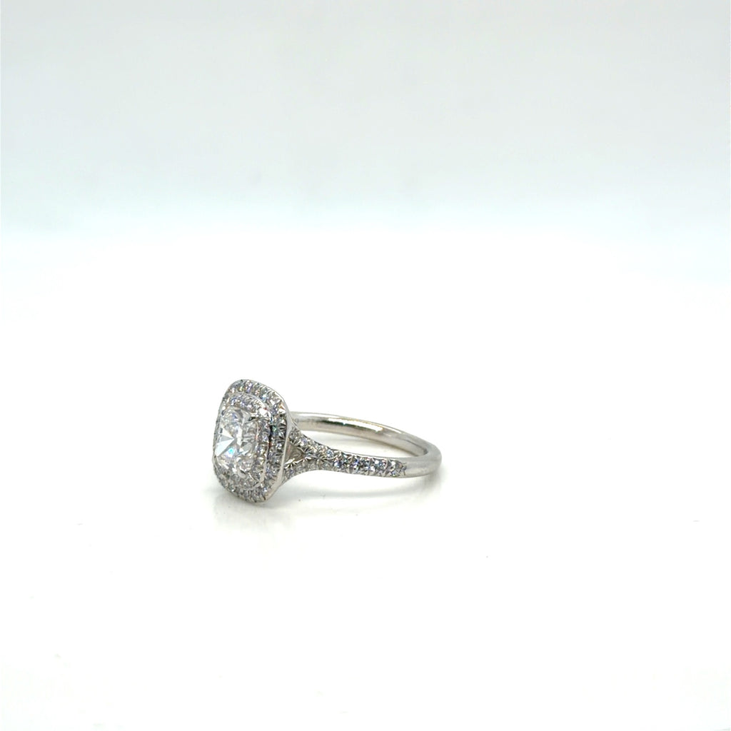 Tiffany & Co. Soleste Platinum Diamond Ring 0.98ct F VVS2 Cushion Sz 4.75 (view 5)