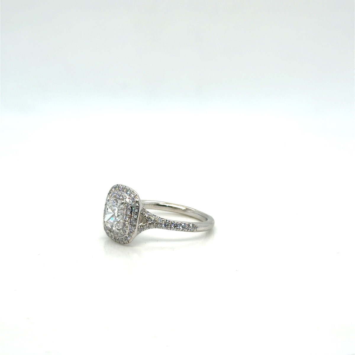 Tiffany & Co. Soleste Platinum Diamond Ring 0.98ct F VVS2 Cushion Sz 4.75 (view 5)