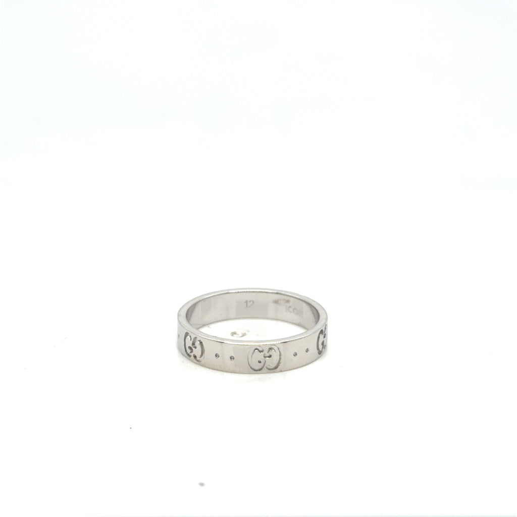 Gucci Icon Thin Band Ring 18K White Gold Size 5.75 (EU 12)