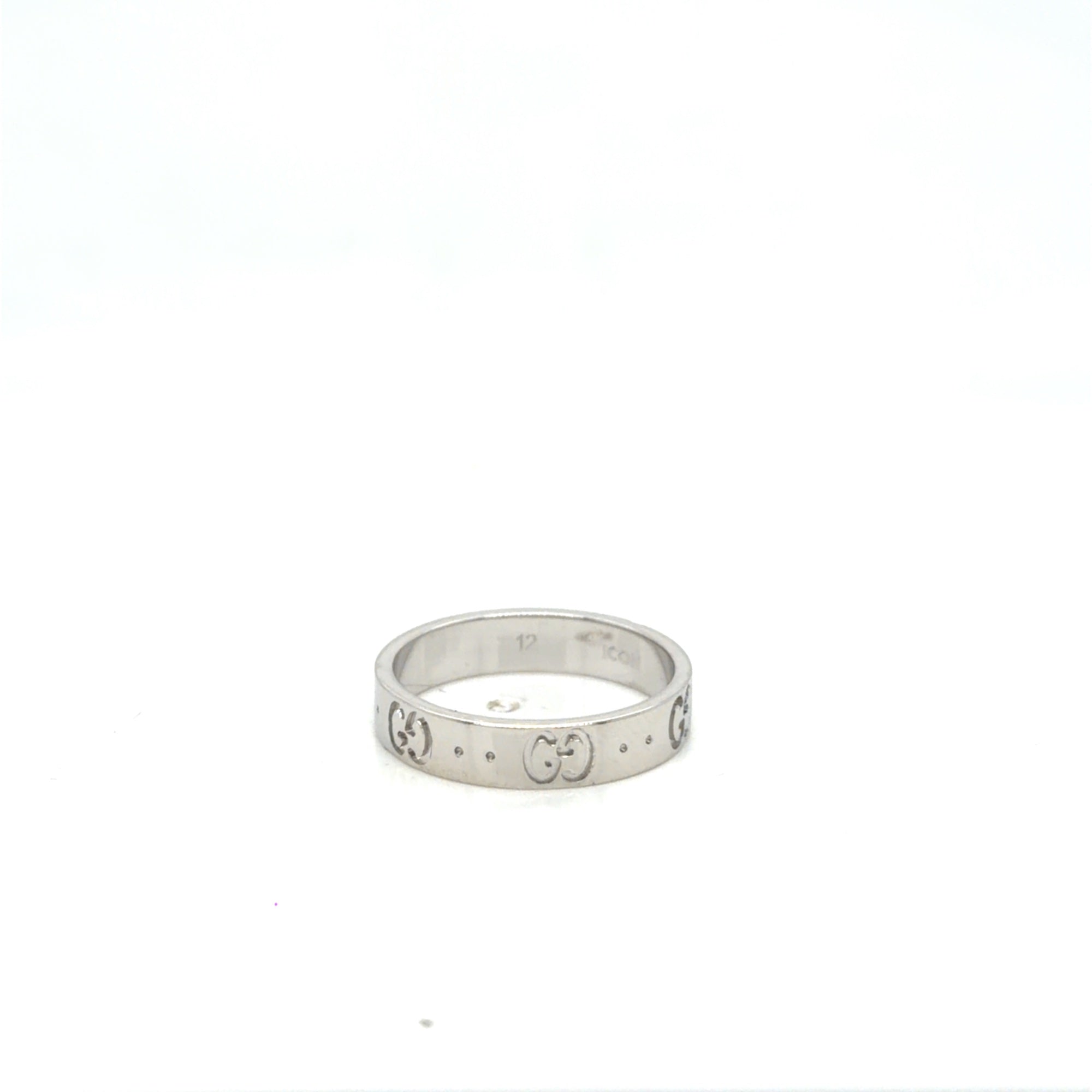 Gucci Icon Thin Band Ring 18K White Gold Size 5.75 (EU 12)