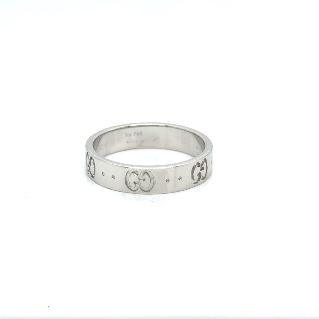 Gucci Icon Thin Band Ring 18K White Gold Size 5.75 (EU 12)