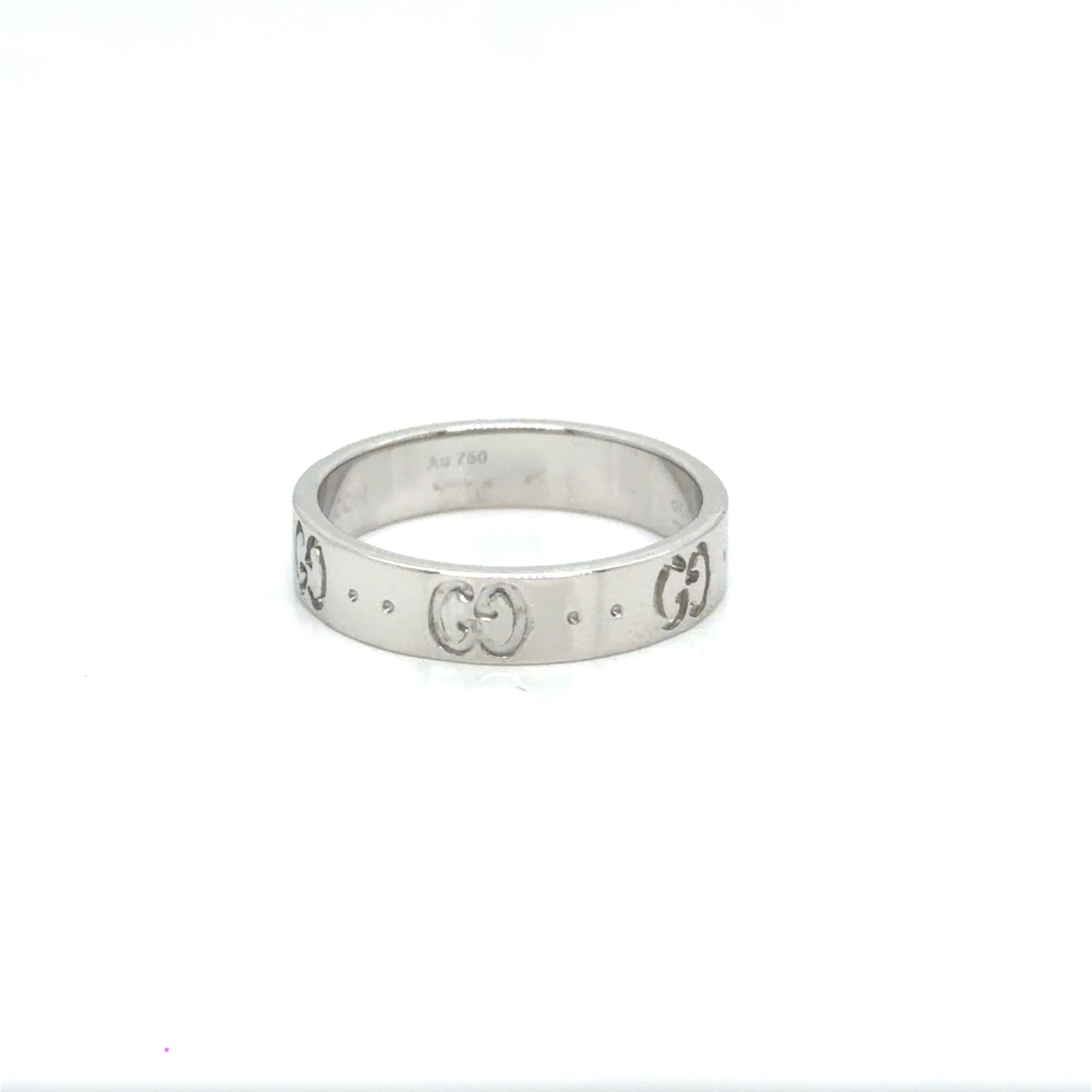 Gucci Icon Thin Band Ring 18K White Gold Size 5.75 (EU 12)