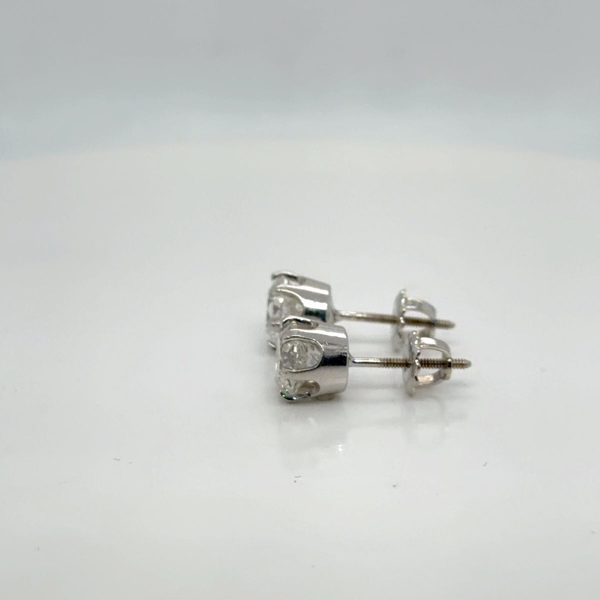14k White Gold Natural Diamond Stud Earrings 2.44 ctw F I2 IGI GSI Certified (view 9)