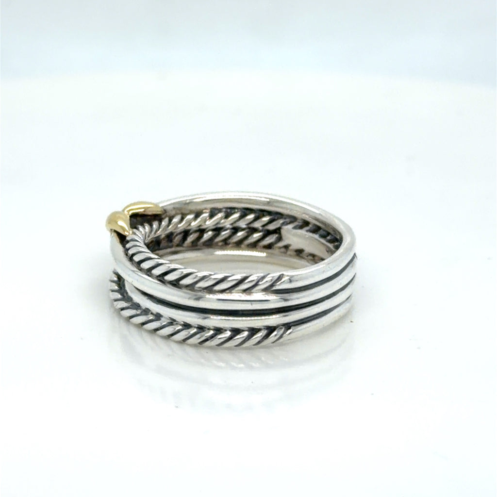 David Yurman Crossover Ring Sterling Silver 18k Gold Two-Tone Size 6.75 (view 7)