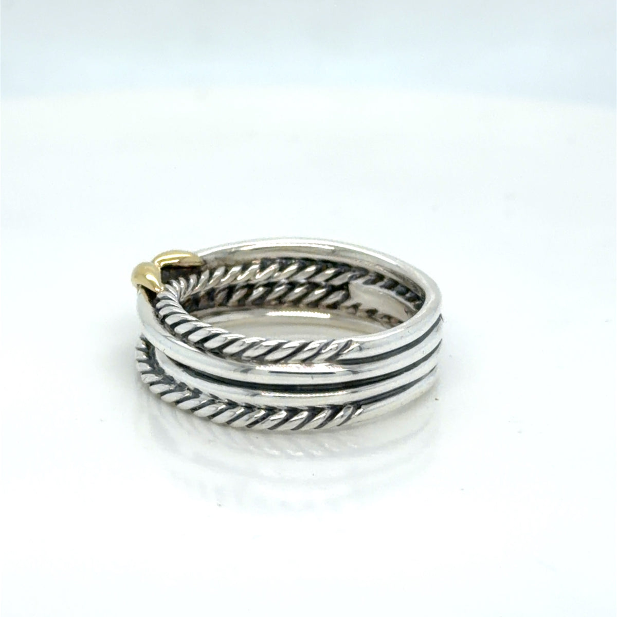 David Yurman Crossover Ring Sterling Silver 18k Gold Two-Tone Size 6.75 (view 7)