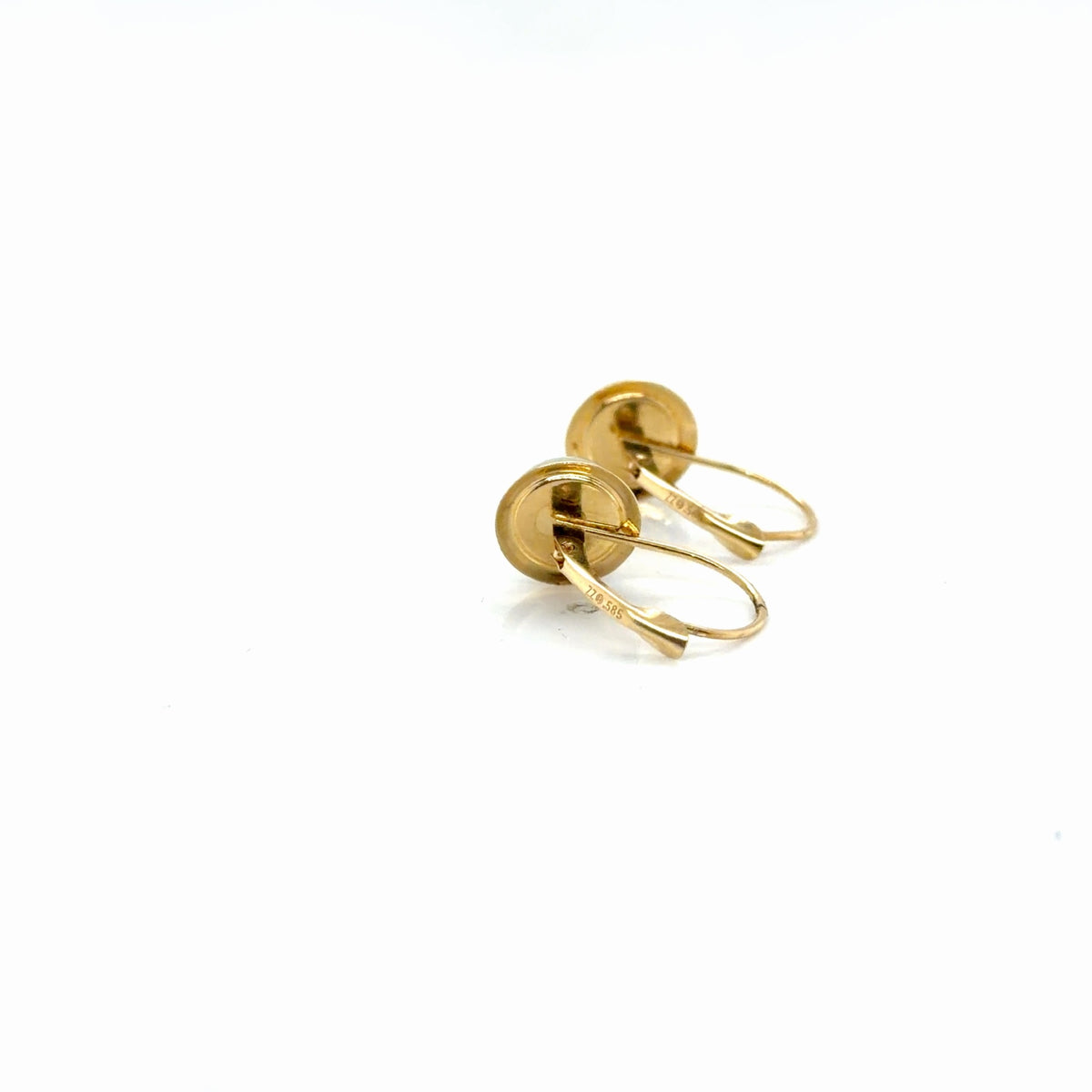 14K Yellow Gold Round Nephrite Jade Cabochon Lever-Back Earrings (view 4)