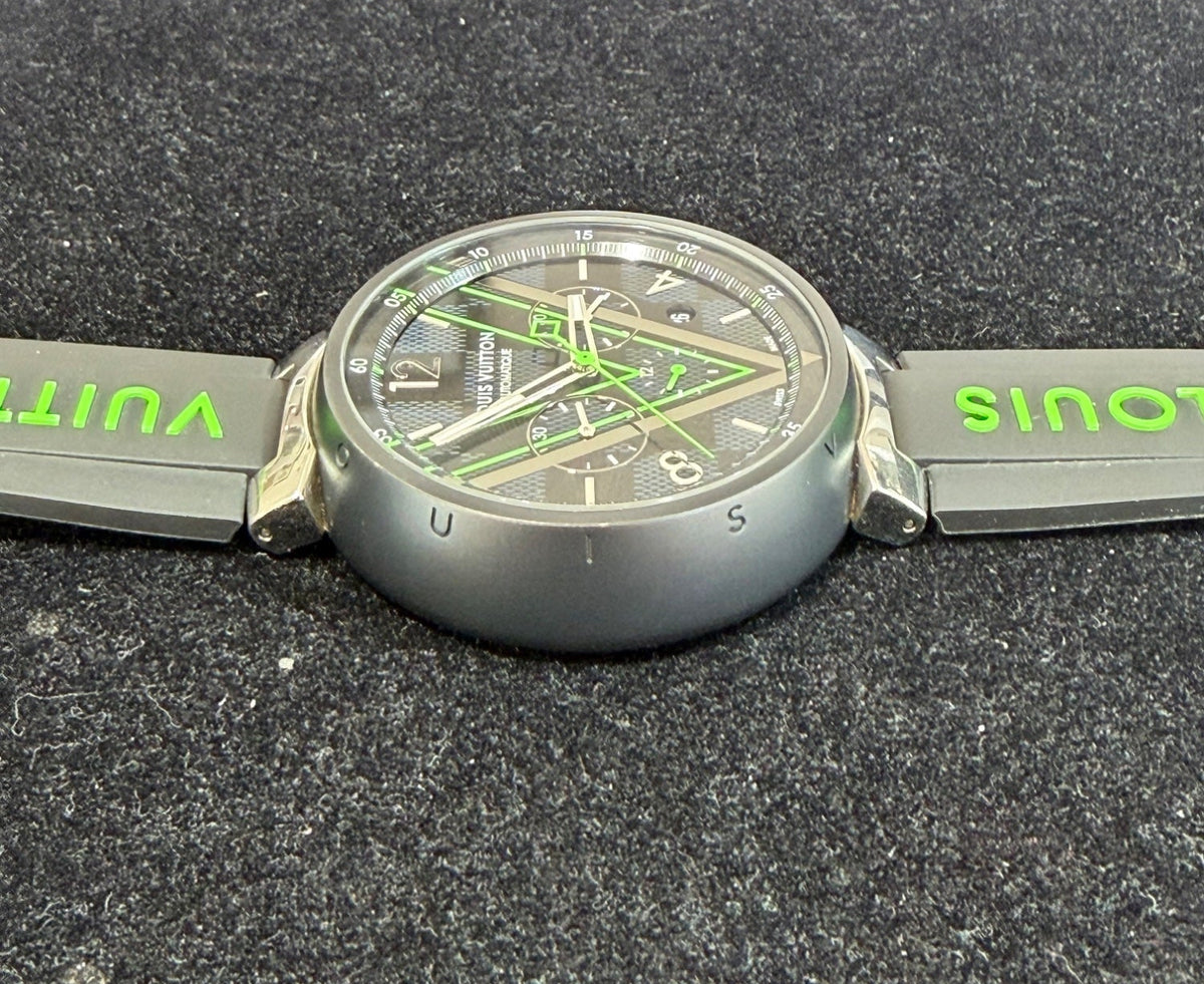 Louis Vuitton Tambour Damier Graphite Race Chronograph Watch QA130 46mm (view 4)