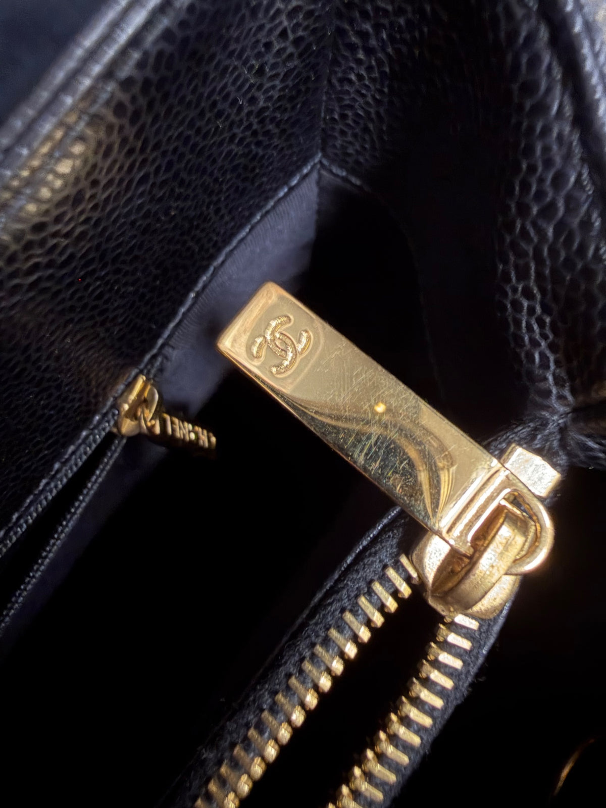 Chanel Grand Shopping Tote Black Caviar Leather Gold-Tone Hardware GST (view 8)