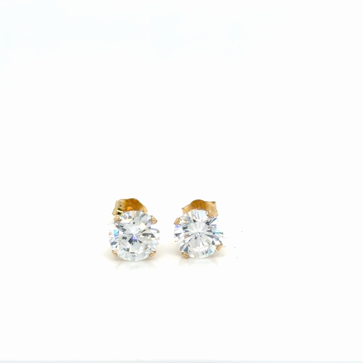 14K Yellow Gold Cubic Zirconia Round Solitaire Stud Earrings 1.52g (view 2)