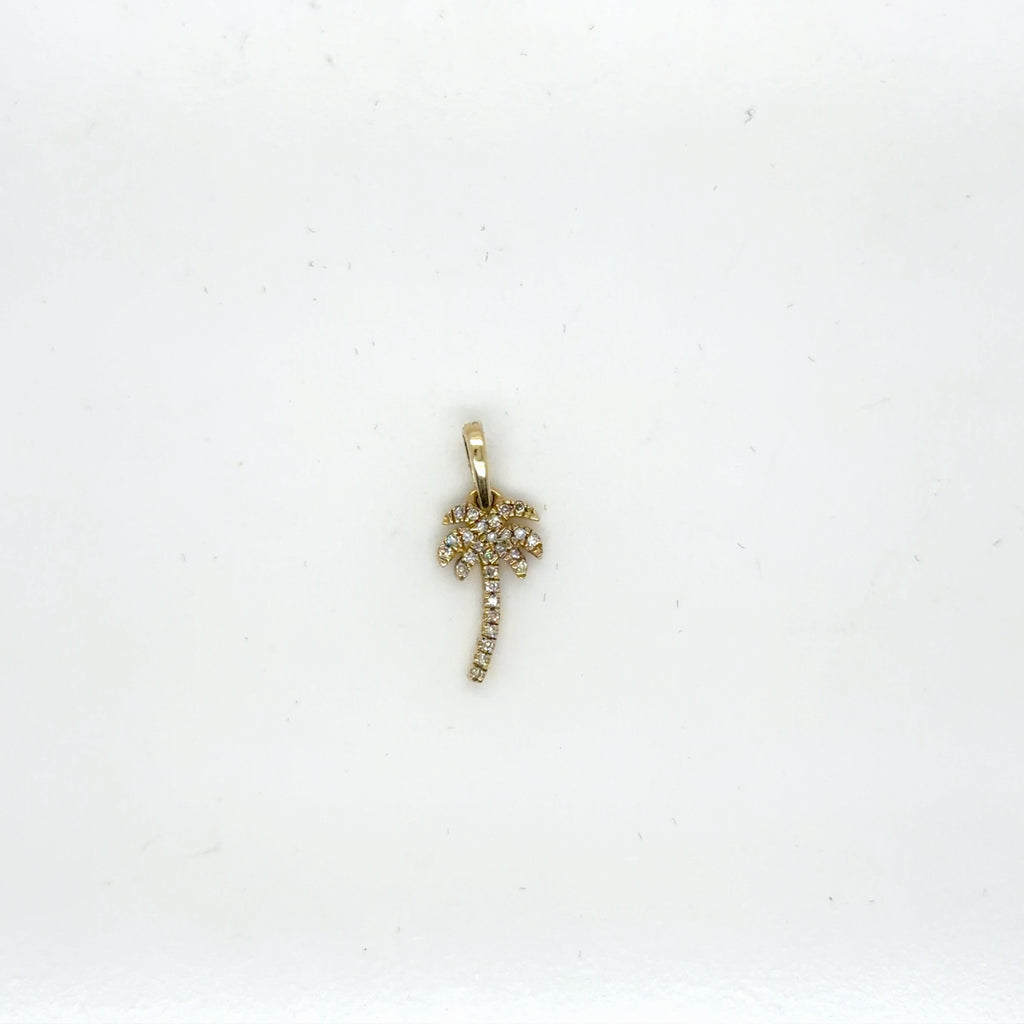 10K Yellow Gold Diamond Palm Tree Pendant 0.06 Ctw Natural (view 3)