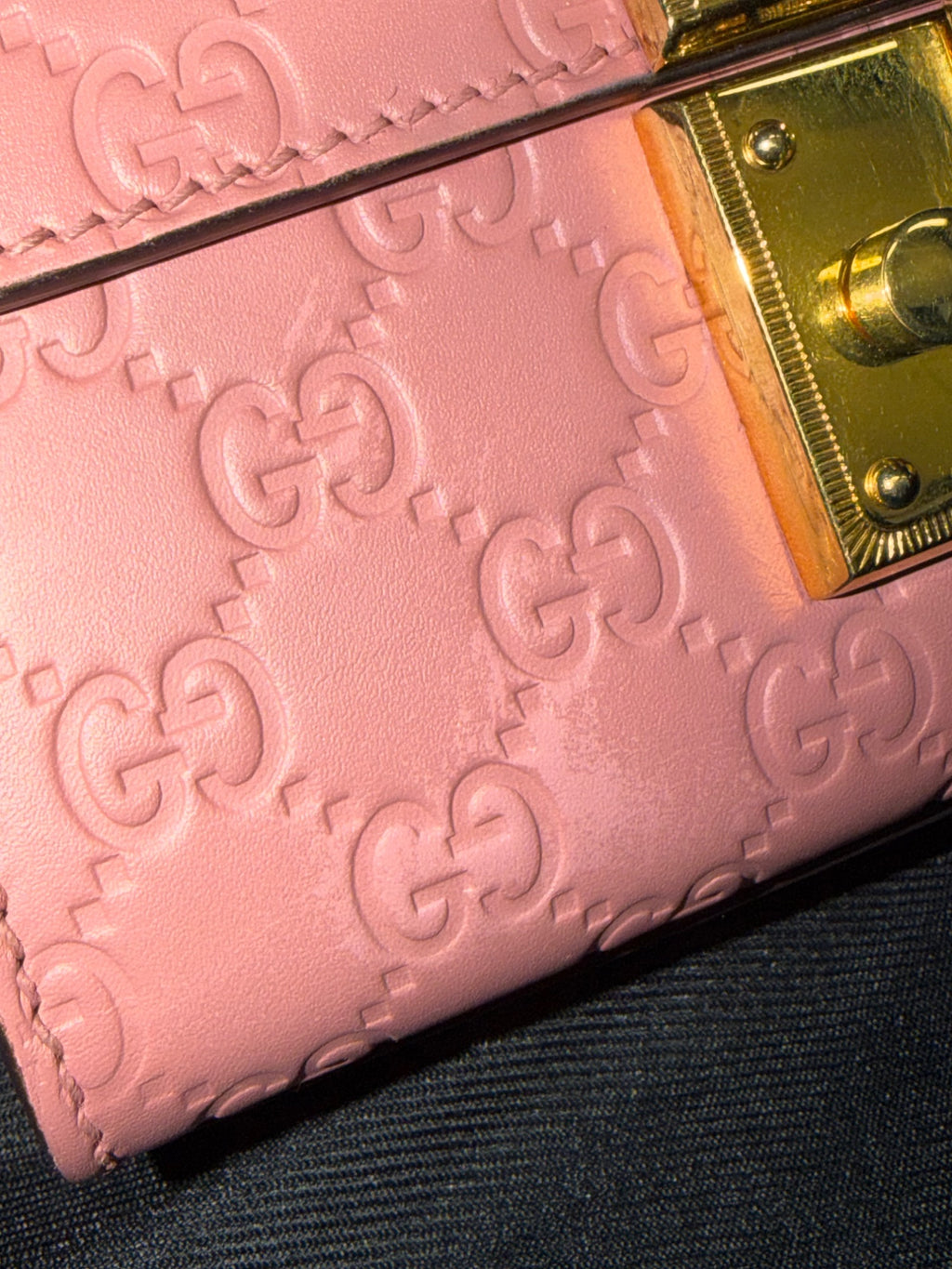 Gucci Padlock Small Guccissima Pink Leather Gold Chain Shoulder Bag (view 19)
