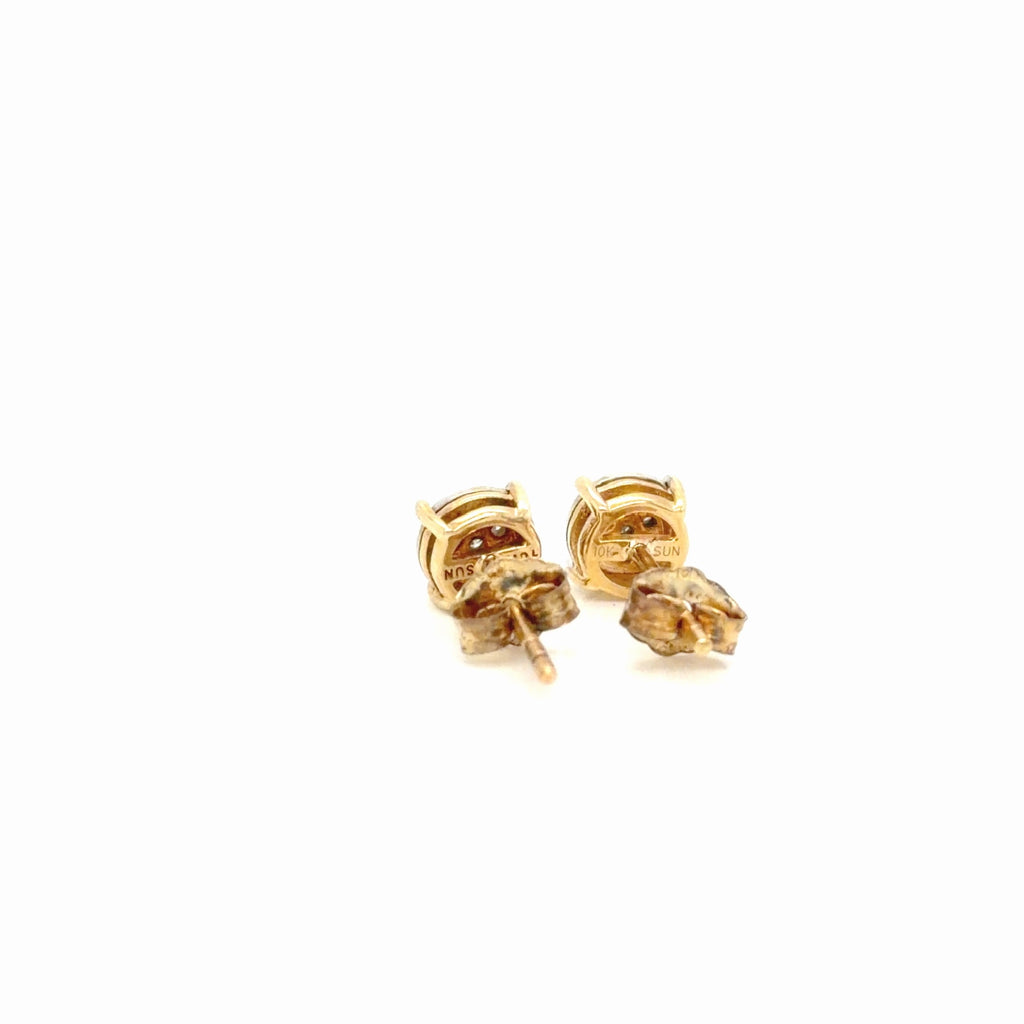 Diamond Cluster Stud Earrings 10k Two-Tone Gold, Round Brilliant Illusion Set (view 3)