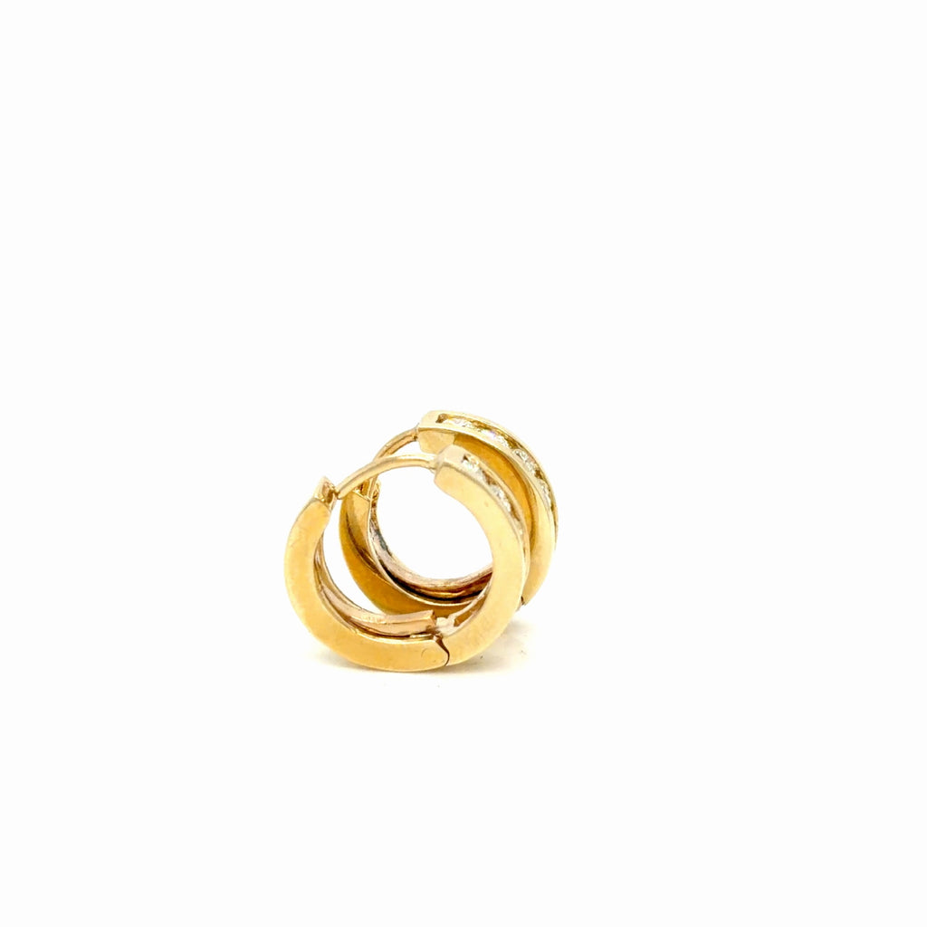14K Yellow Gold Diamond Huggie Hoop Earrings 0.96 ctw I/SI2 (view 4)