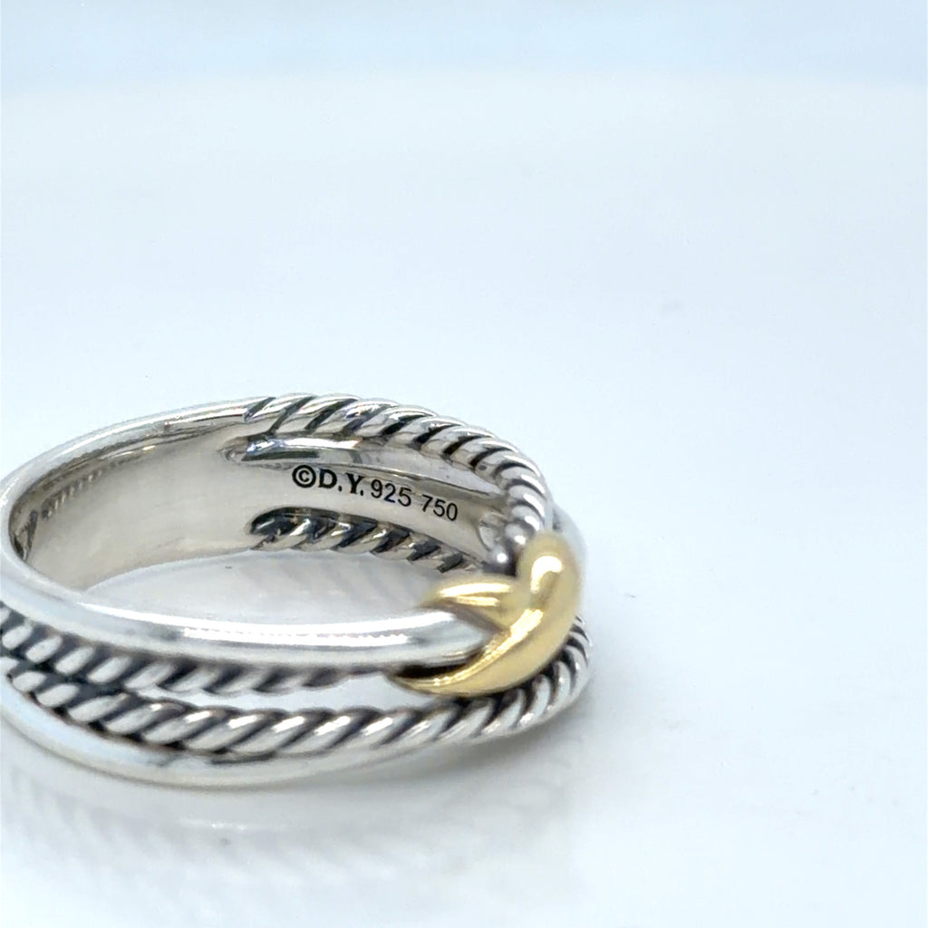 David Yurman Crossover Ring Sterling Silver 18k Gold Two-Tone Size 6.75 (view 10)