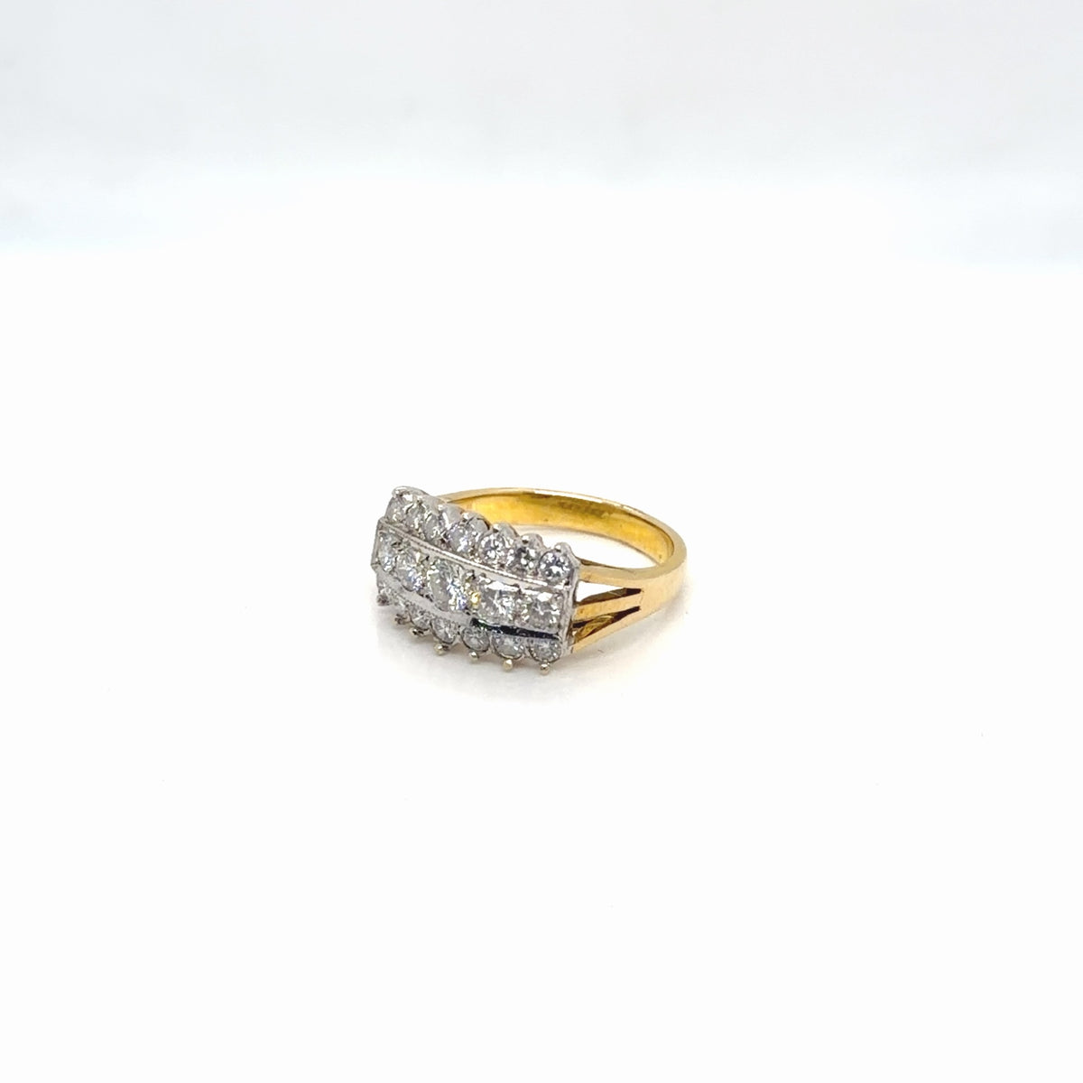 14k Two-Tone Gold Natural Diamond Ring 0.94 ctw G VS Round, Size 5.75 (view 3)