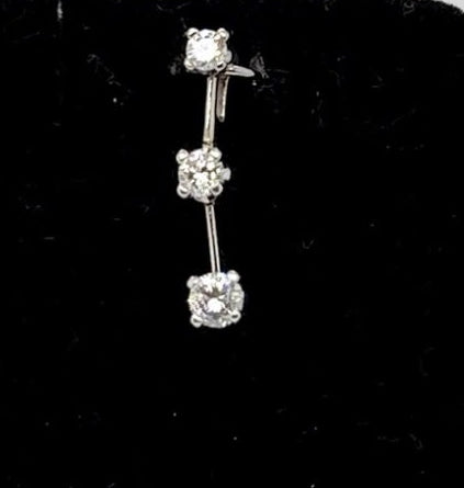 14K White Gold Natural Diamond Triple Drop Pendant 0.25 ctw Round H/I1